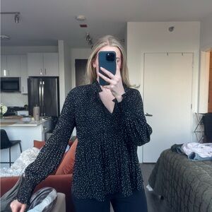 Black Polka Dot Women's Top